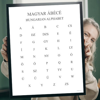 Preview of HUNGARIAN ALPHABET CHART Printable - Minimalist Balck and White Chart