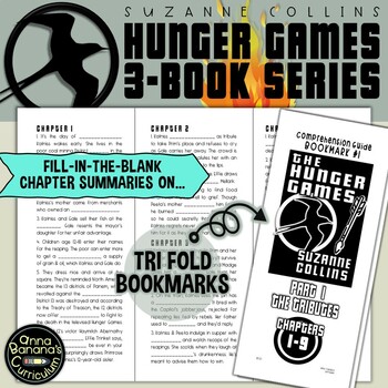 Preview of HUNGER GAMES SERIES Comprehension Guide Tri-Fold Bookmarks