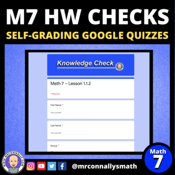 Preview of HW Quiz: Math 7 - Lesson 1.1.5 - Self-Grading Google Quiz