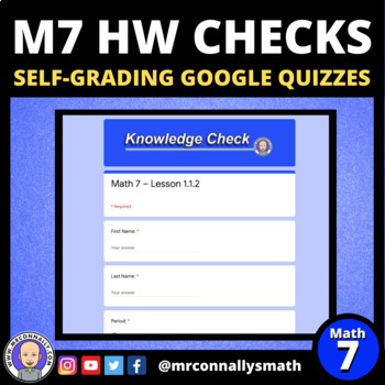 Preview of HW Quiz: Math 7 - Lesson 1.2.8 - Self-Grading Google Quiz