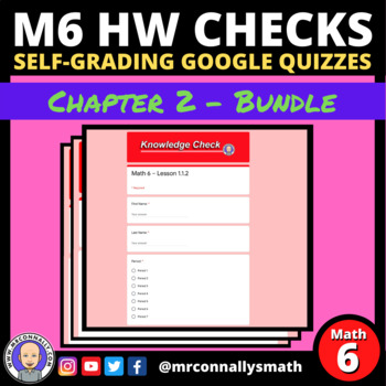 Preview of HW Quizzes: Math 6 - Chapter 2 Bundle - Self-Grading Google Quizzes