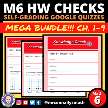 Preview of HW Quizzes: Math 6 - Chapters 1-9 MEGA Bundle