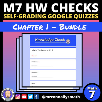 Preview of HW Quizzes: Math 7 - Chapter 1 Bundle - Self Grading Google Quizzes