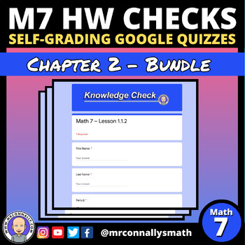 Preview of HW Quizzes: Math 7 - Chapter 2 Bundle - Self-Grading Google Quizzes