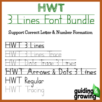 Preview of HWT 3 Lines (Primary Lines) Font Bundle-Handwriting Letter Formation Font Bundle