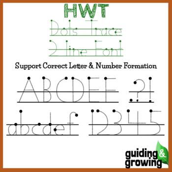 Preview of HWT Style - Dots Trace 2Lines Font- Letter Formation Font