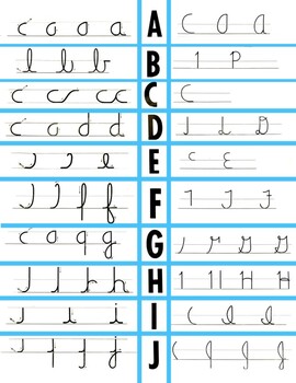 Preview of Cursive HWT Handwriting Without Tears Reference Sheets Charts Step-By-Step