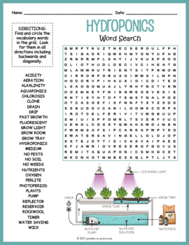 Preview of HYDROPONICS Word Search Puzzle Worksheet Activity
