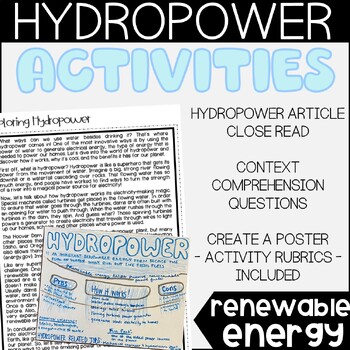 Preview of HYDROPOWER Activities | RENEWABLE ENERGY | Article, Poster Project & More!