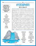 HYDROSPHERE Word Search Puzzle Worksheet Activity