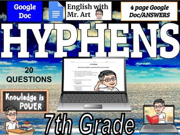 Preview of HYPHENS - (4 page, 20 Multiple Choice question quiz with answers)