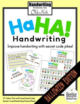 Preview of Ha Ha! Handwriting Secret Code Jokes / Practice for Older Kids *HALLOWEEN*