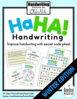 Preview of Ha Ha! Handwriting Secret Code Jokes / Practice for Older Kids *WINTER*