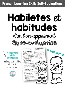 Preview of Habiletés et habitudes - French Learning Skills Self-Evaluation Sheets