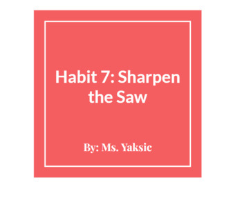 Preview of Habit 7: Sharpening the Saw PT 1 Assignment 