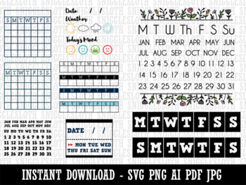 Weekly & Monthly Calendar Habit Tracker Stamp Clipart