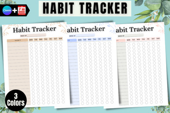 Preview of Habit Tracker Printable Canva Template
