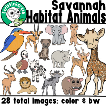 savanna animals clipart cartoon