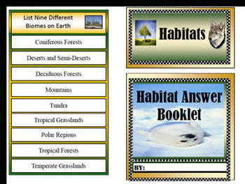 Preview of Habitat Mini Answer Booklet  Science Answer Booklet Food Chains