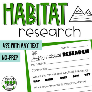 Preview of Habitat Research Project - Use with ANY print or digital text! PBL