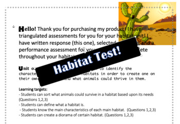 Preview of Habitat Written Response Test