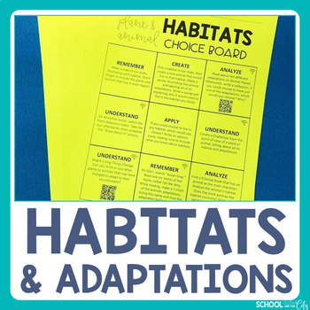 Preview of Plant and Animal Habitats & Adaptations Choice Board - Extension Activities