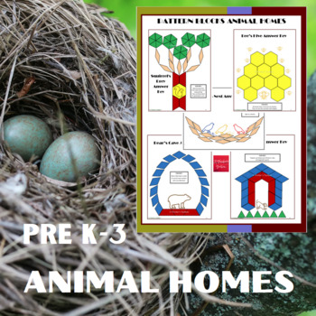 Preview of Habitats | Animal Homes Pattern Block Mat Printables & Worksheets