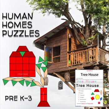 Preview of Habitats | Human Homes Pattern Block Mat Printables & Worksheets