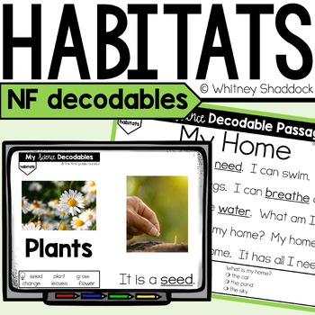 Preview of Habitats Reading Passages & Science Nonfiction Decodable Texts for Kindergarten