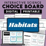 Habitats | Science Choice Board | NO Prep | Independent Wo