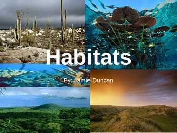 Preview of Habitats Slide Show - rainforest ocean grassland freshwater desert