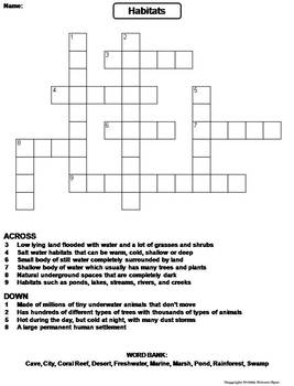 worksheet animal 1 grade Crossword by TpT  Spot Puzzle Habitats Science Worksheet/