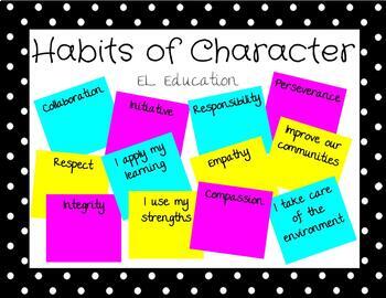 Preview of Habits of Character EL Education Posters (Editable)