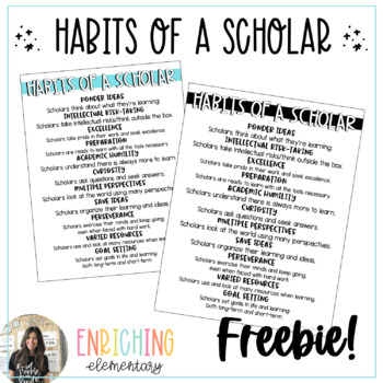 Preview of Habits of a Scholar FREEBIE