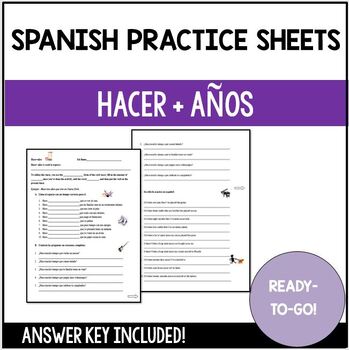 on worksheet 1 pronouns for grade time Hace  Hacer Practice anos Sheet Spanish or