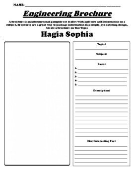 Preview of Hagia Sophia "Informational Brochure" WebQuest & Worksheet
