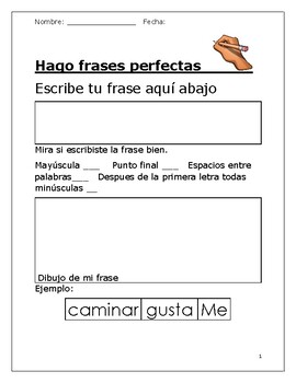 Preview of Hago frases perfectas. K-2