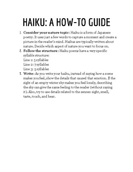 Haiku: A How-To Guide by wanderfulwriting | TPT