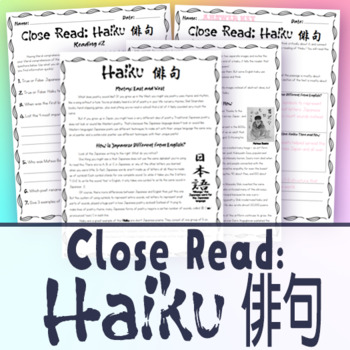 Preview of Haiku Close Reading: 3 Differentiated Informational Texts + Response Activities
