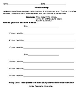 No worries, here is a practical guide with a sample that will definitely come in handy! Haiku Poem Template Worksheets Teaching Resources Tpt