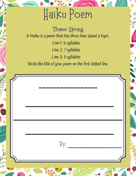 Haiku Poem Template (Spring Themed) by VirtualGuru | TPT