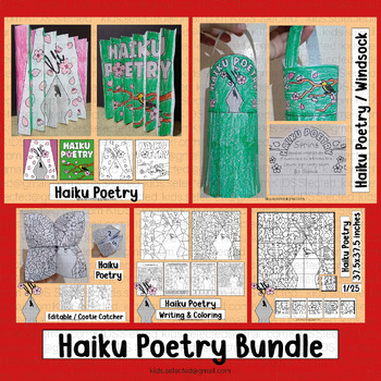 Preview of Haiku Poetry Activities Japanese Poem Bulletin Board Coloring Pages Craft Poster