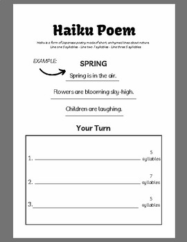 Haiku Poetry Activity Sheet by Teaching with Wands | TPT