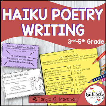 Preview of Haiku Poetry Lesson & Template Upper Elementary Poetry Writing Activities Unit