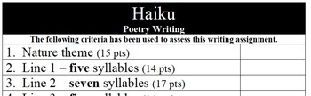 Preview of Haiku Poetry Rubric
