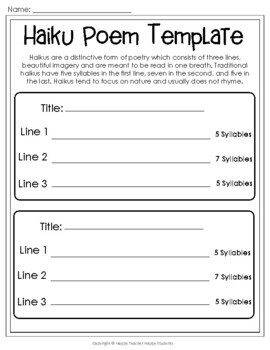 Haiku Template: How to Write Haiku, Examples, Final Draft Paper ...