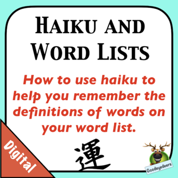 Preview of Poetry Writing - Haiku and Word Definitions