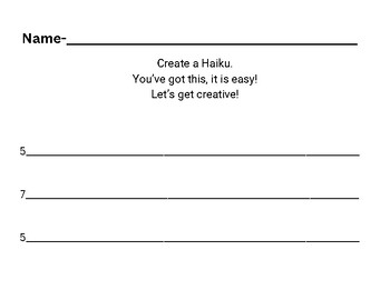 Preview of Haiku creation sheet