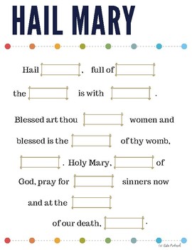 Hail Mary Fill In by Katie Prokosch | Teachers Pay Teachers