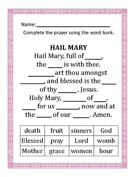 fill in the blank prayers by creating catholic resources tpt